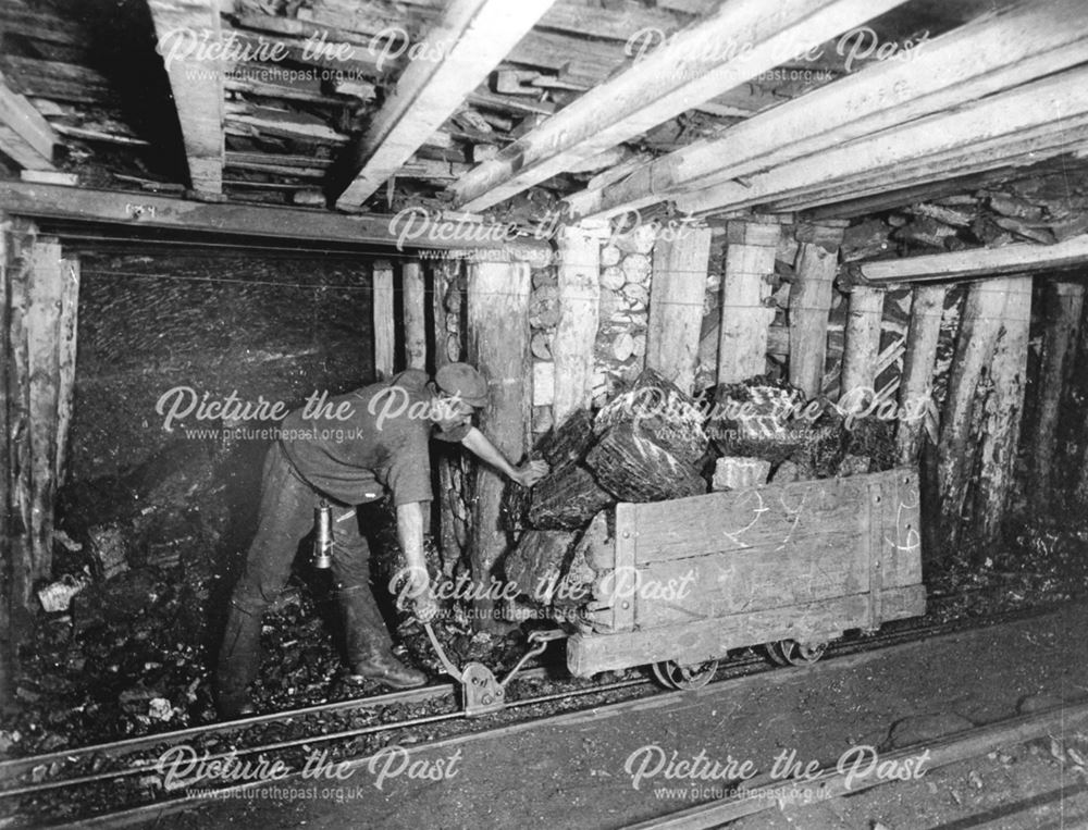 Clipping a Loaded Train On, Denby Colliery, 1898