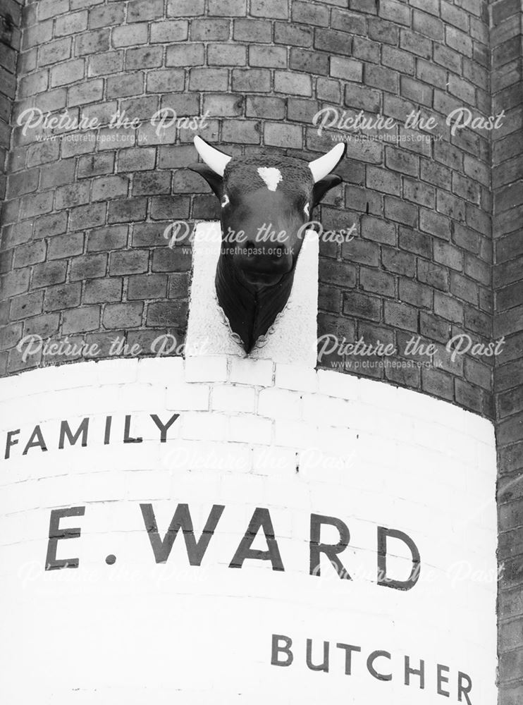 Bulls Head Shop Sign, Station Road, Ilkeston, 1972