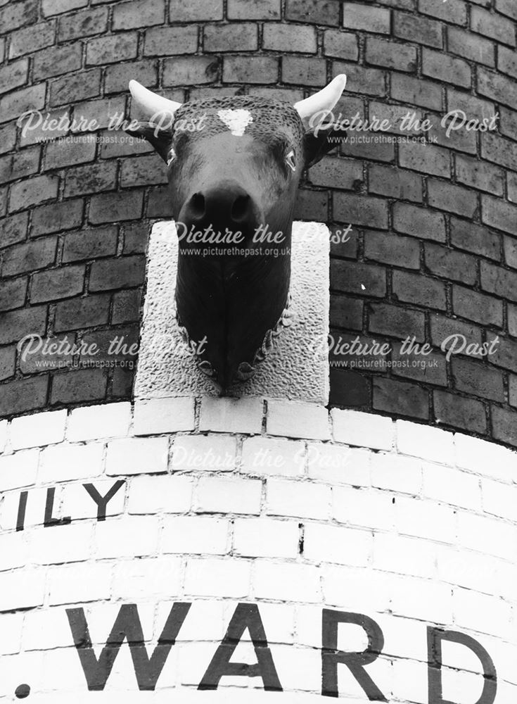 Bulls Head Shop Sign, Station Road, Ilkeston, 1972