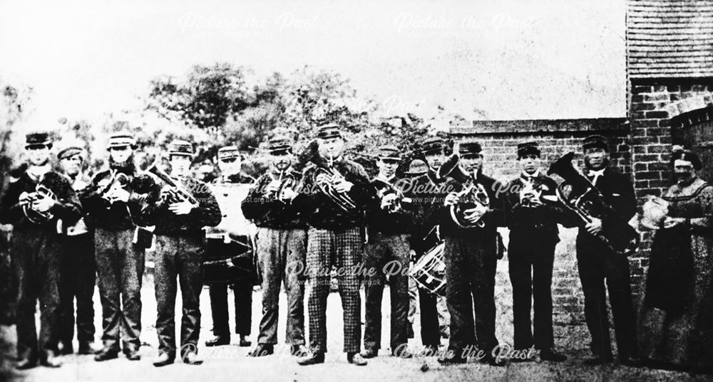 Dale Abbey Band outside the Carpenters Arms, c 1890