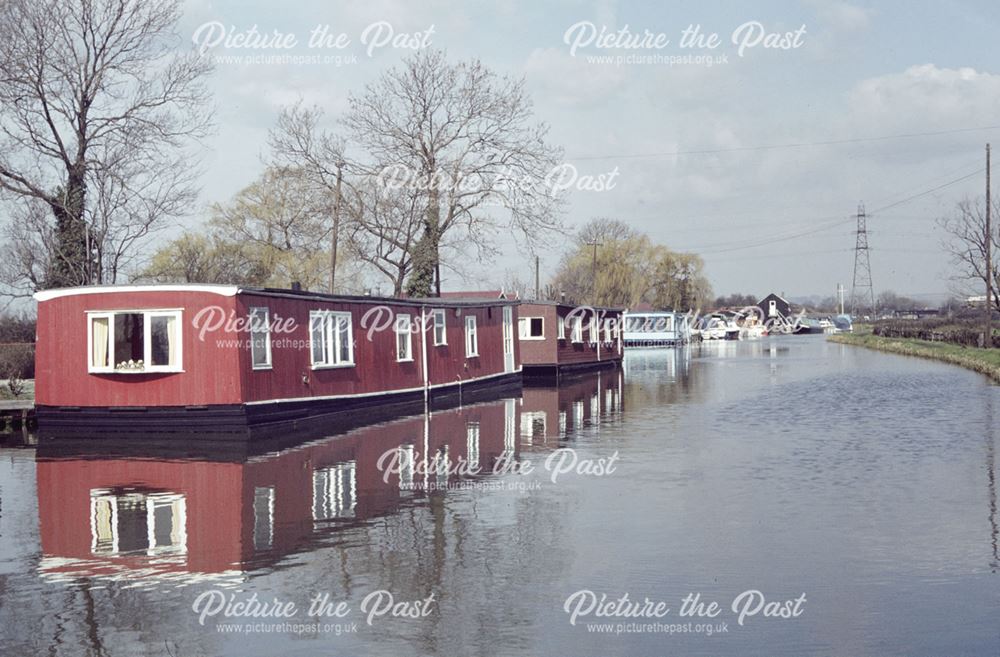 Houseboats on the Erewash Canal at Trent Lock, Long Eaton, 1980