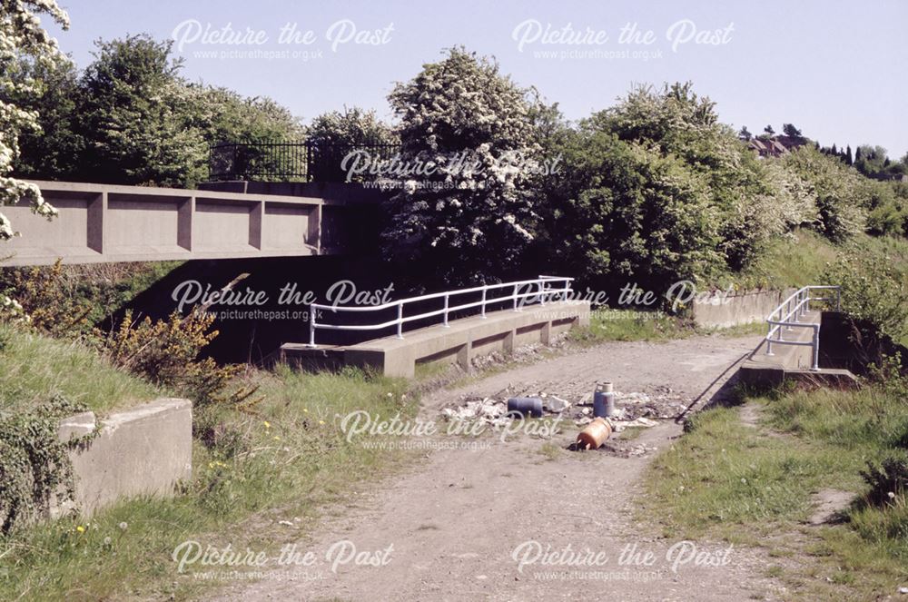 Canal aqueduct and railway bridge over Coronation Road, Cossall, 1992