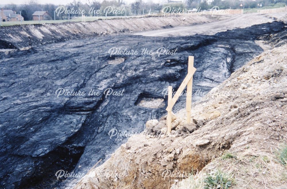 Coal seam exposed during construction of Inner Relief Road (later Chalons Way), Ilkeston, c 1995 ?