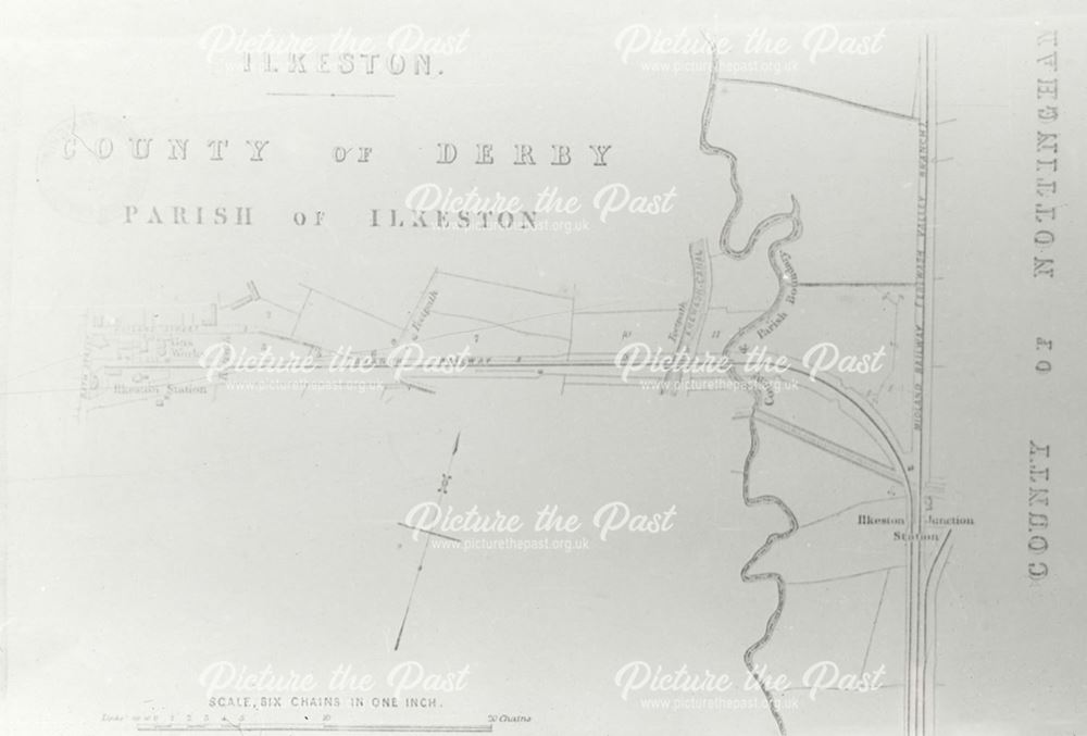 Plan showing the Ilkeston Town branch railway line, c 1862