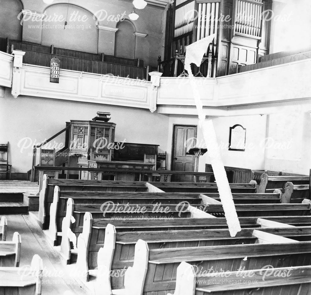Interior of Baptist Chapel, Queen Street, Ilkeston, 1958