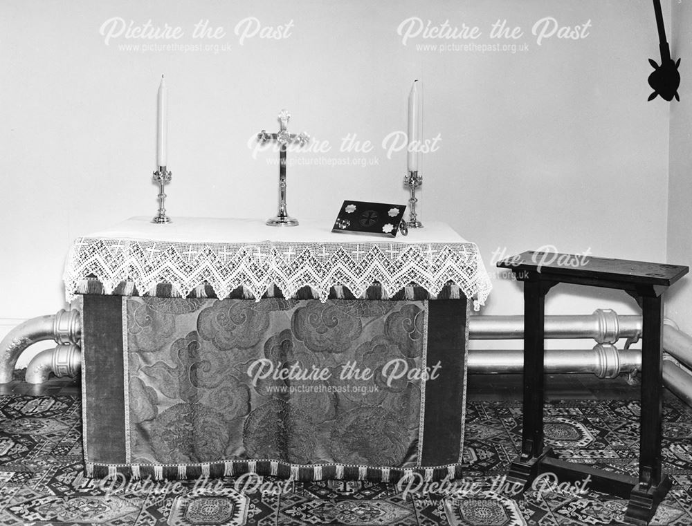 Altar in the Chapel of Unity inside St Mary's Church, Ilkeston, 1968