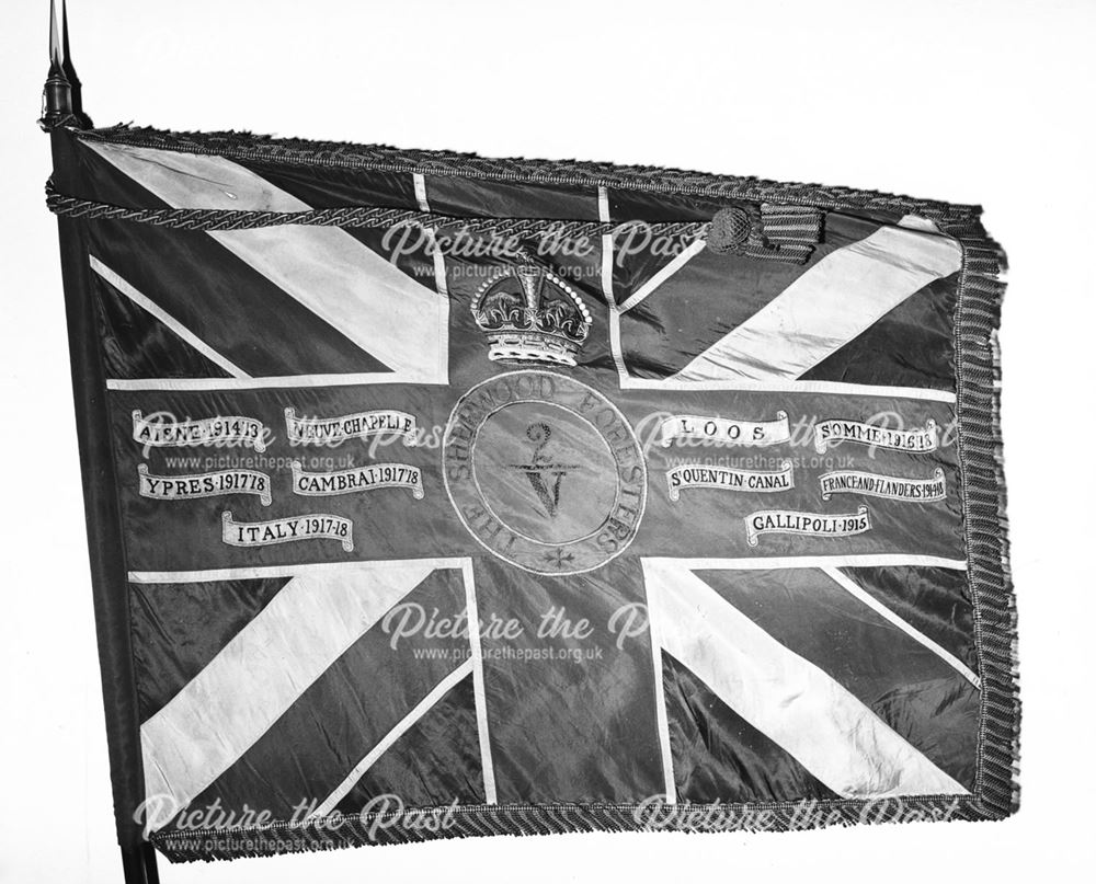 Sherwood Foresters flag in St Mary's Church, Ilkeston, 1968