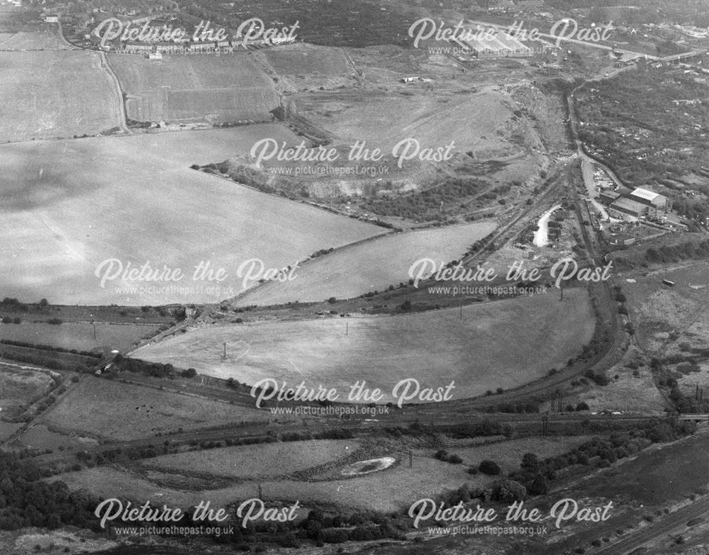 Aerial view showing site of Manners Colliery, Ilkeston, 1970
