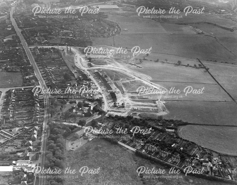 Aerial view showing construction of the Abbotsford Farm housing estate, Ilkeston, 1970