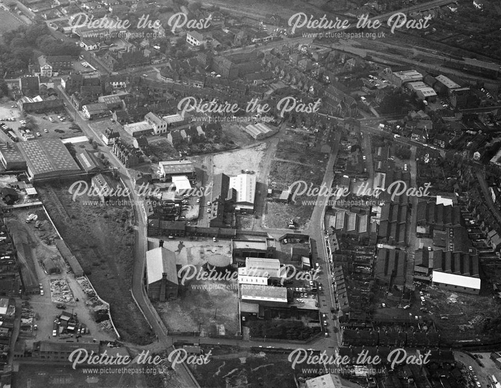 Aerial view showing Rutland Street area, Ilkeston, 1970