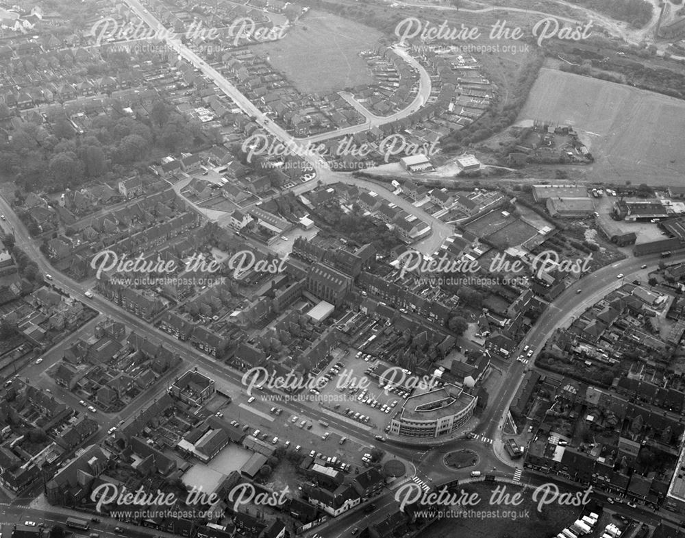 Aerial view showing Stanton Road area, Ilkeston, 1970