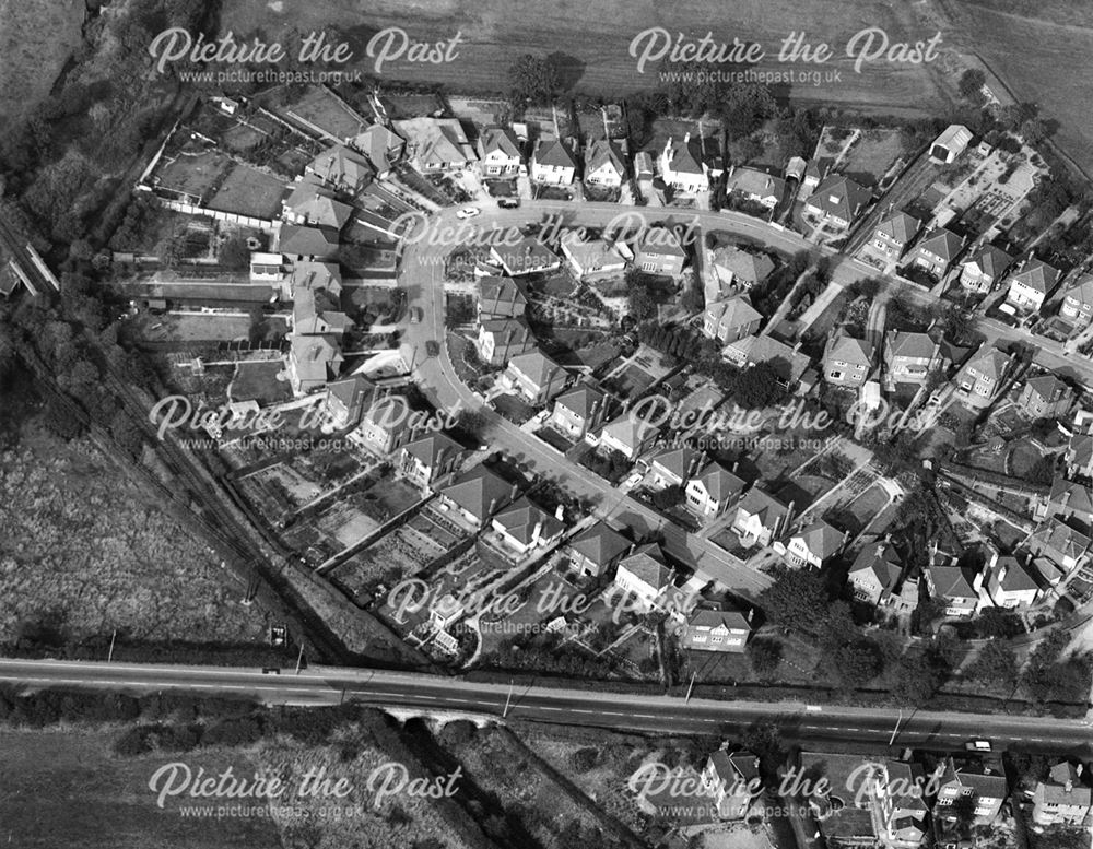Aerial view showing Kniveton Park area, Ilkeston, 1970