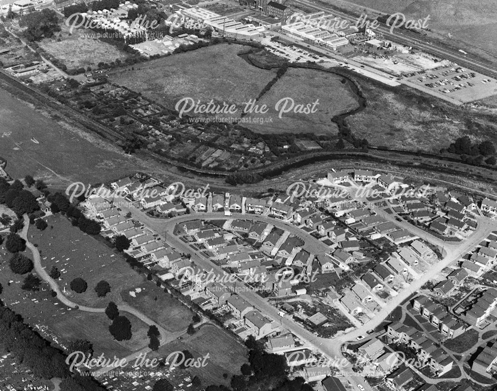 Aerial view showing Park Farm Estate, Larklands, Ilkeston, 1971