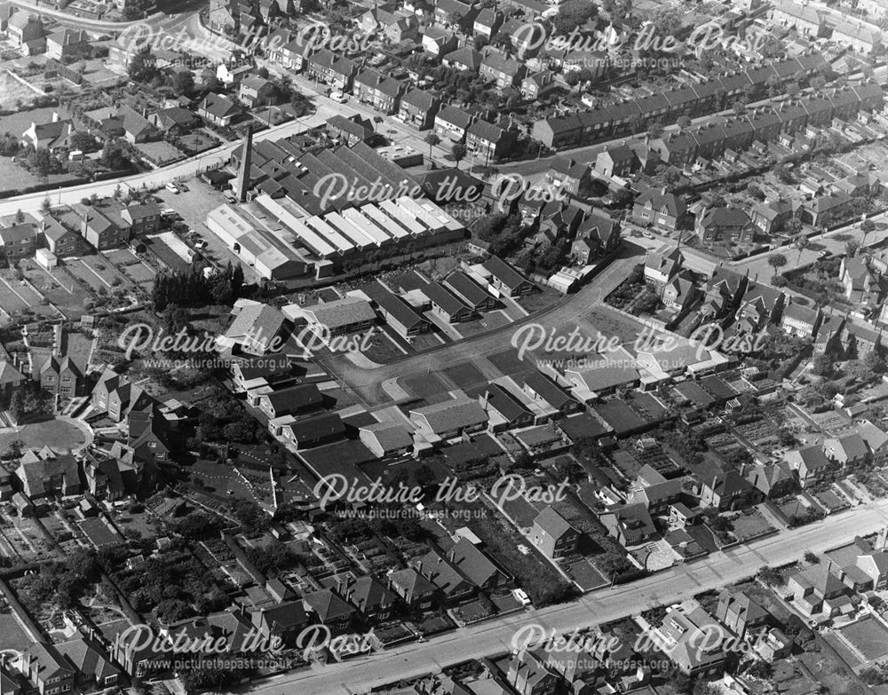 Aerial view showing Little Hallam Lane area, Ilkeston, 1971