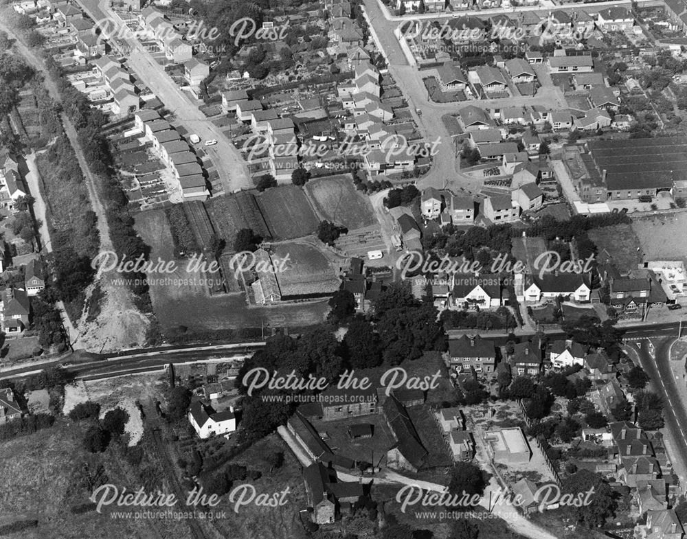 Aerial view showing Little Hallam Hill area, Ilkeston, 1971