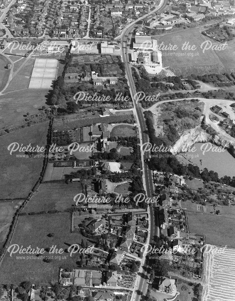 Aerial view showing Derby Road area, Ilkeston, 1971