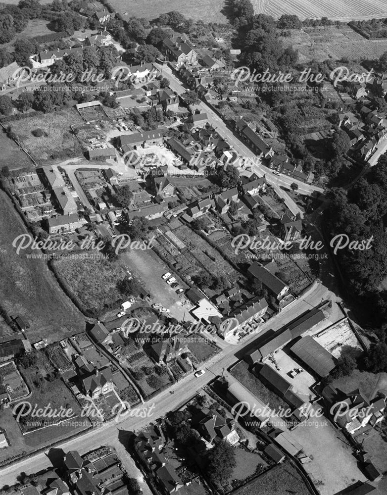 Aerial view showing village, Stanton by Dale, 1971