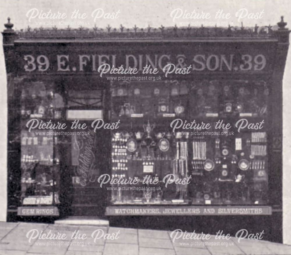 Fielding and Son Watch Makers and Jewellers, 39 High Street West, Glossop, 1904