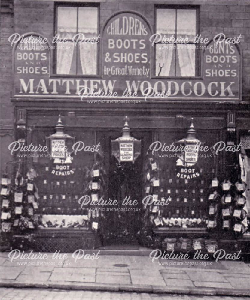 Matthew Woodcock Shoeshop, High Street West, Glossop, 1904
