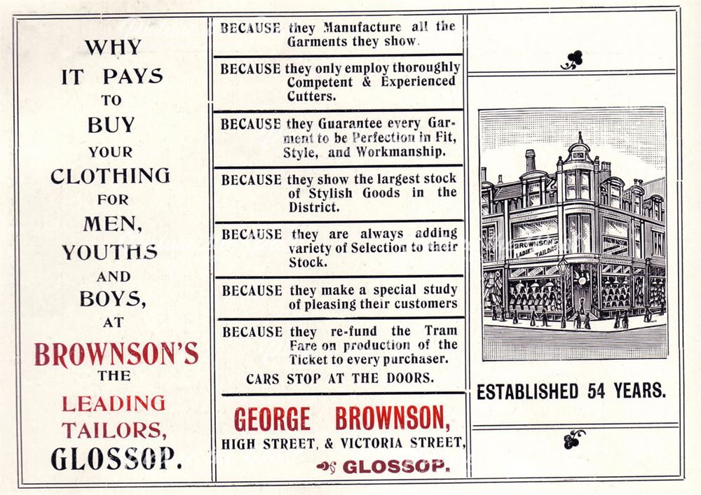 Brownson's High Street East-Victoria Street, Glossop, 1904