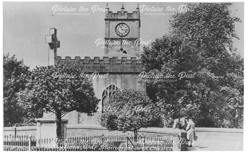 Parish Church of St. Matthew and War Memorial, Church Street, Hayfield, c 1920s ?