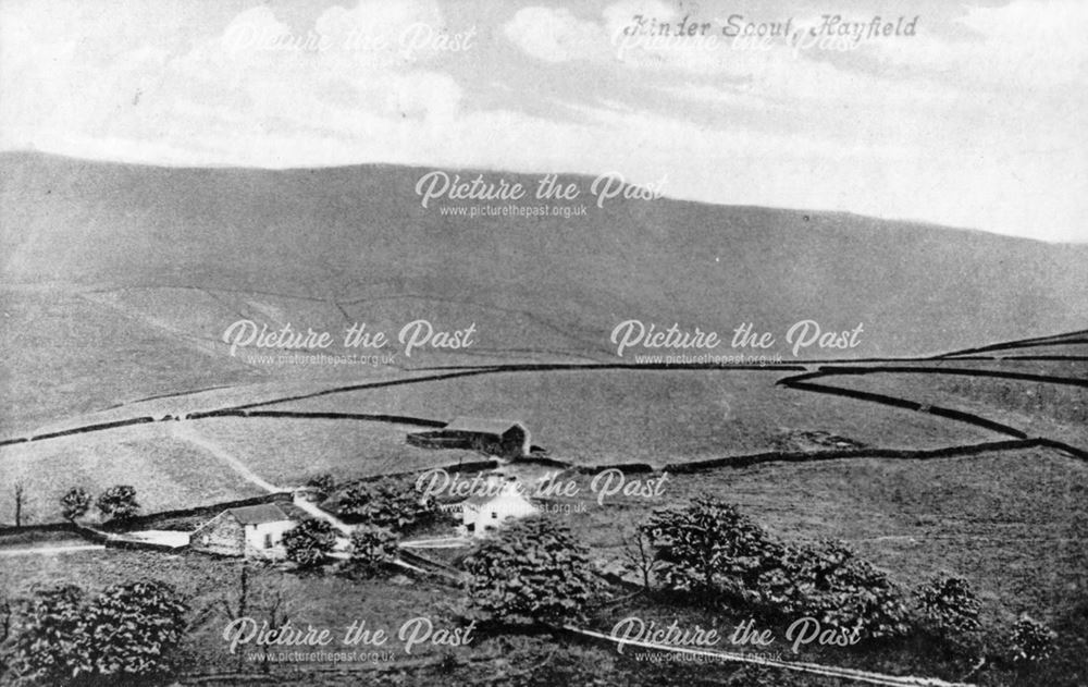 Kinder Scout and Lower House Farm, near Hayfield, c 1910s