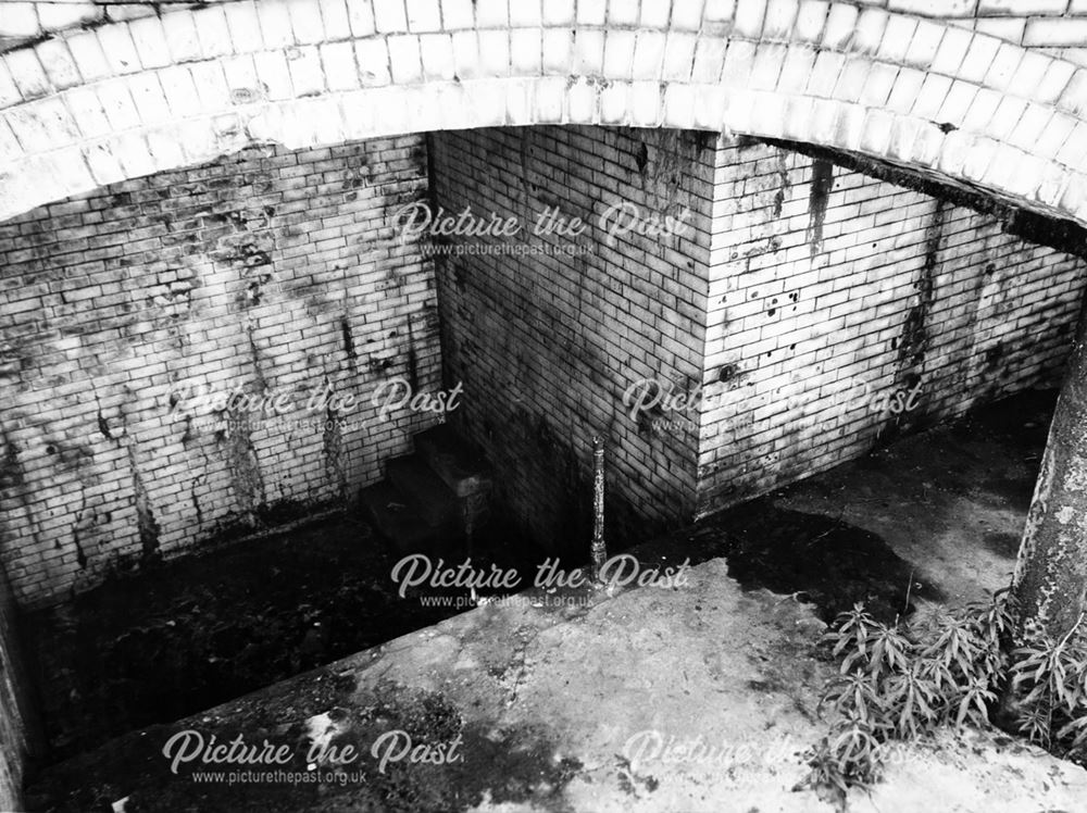 Disused spa water pool, The Crescent, Buxton, 1975