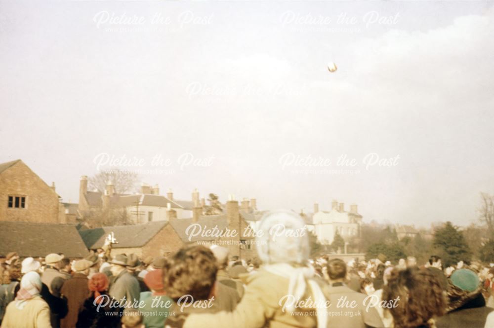 Shrovetide Football Game: The ball is Thrown Up to start the game.