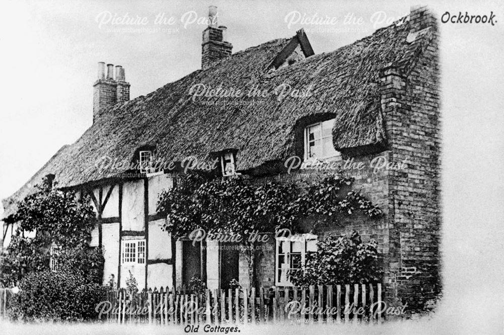 Old timber-framed thatched cottages, Ockbrook