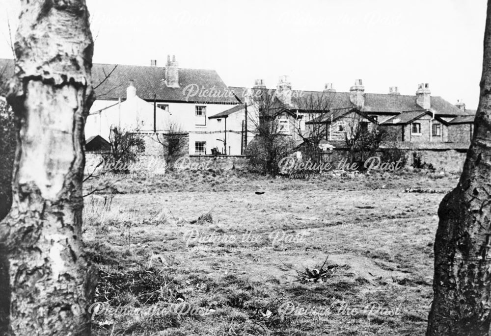 Elm Street, Rear of cottages from Supermarket site, 1973