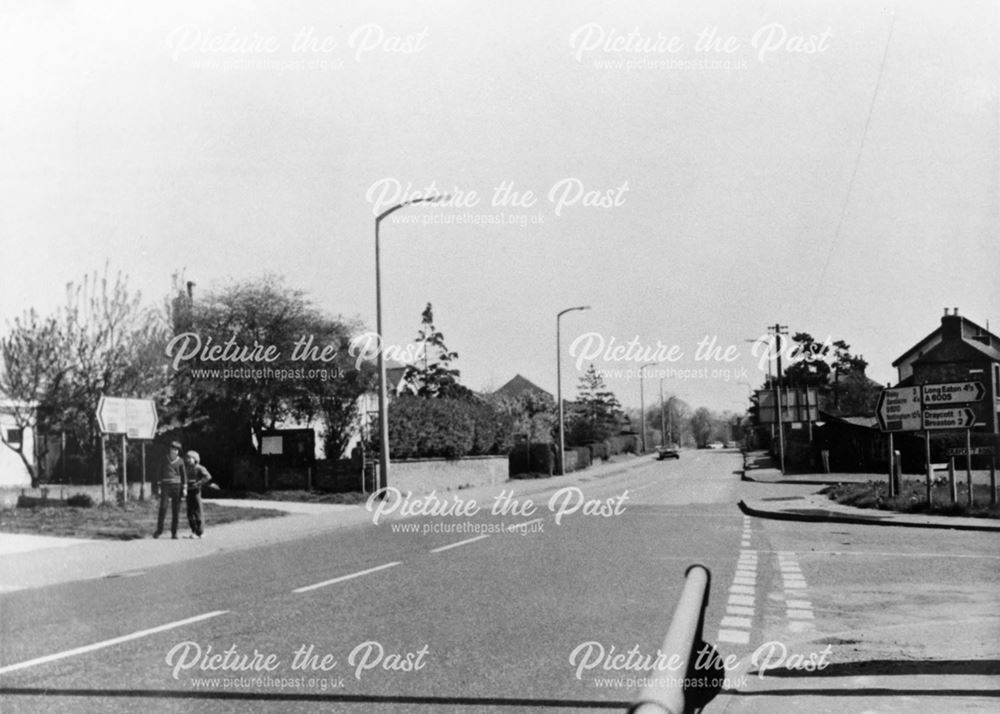 Nottingham Road, Draycott Road Junction, Borrowash, 1976