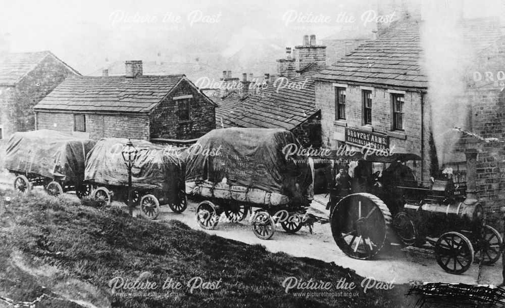Steam Tractor and Wagon's passing the Drovers Arms