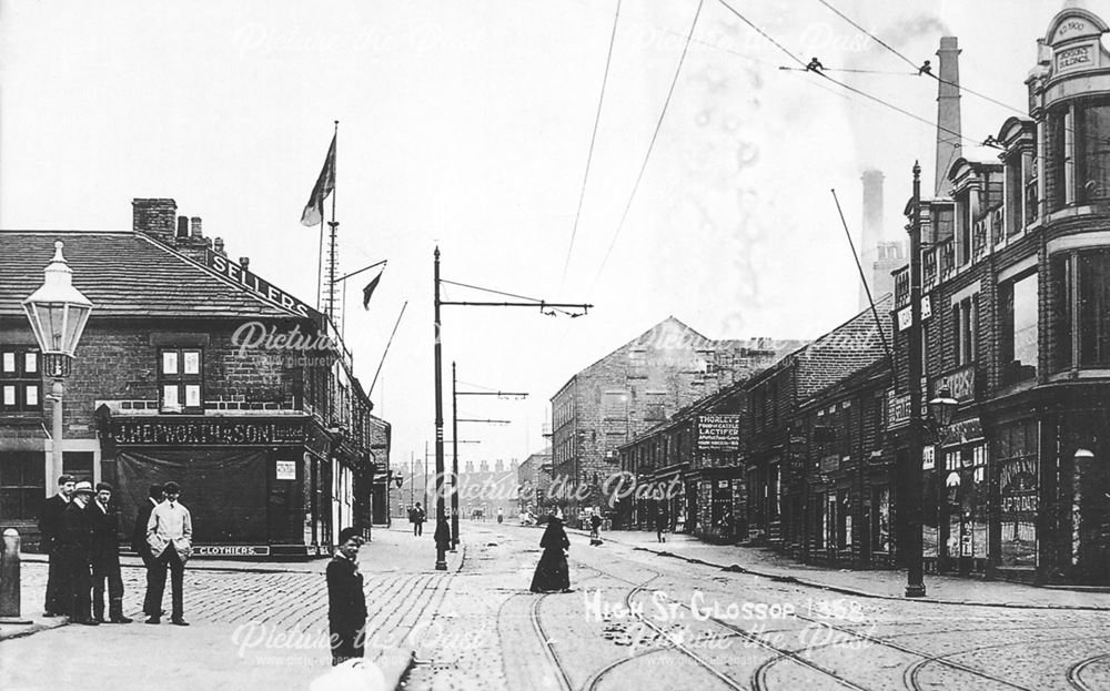 Glossop Town centre and shops in High Street West