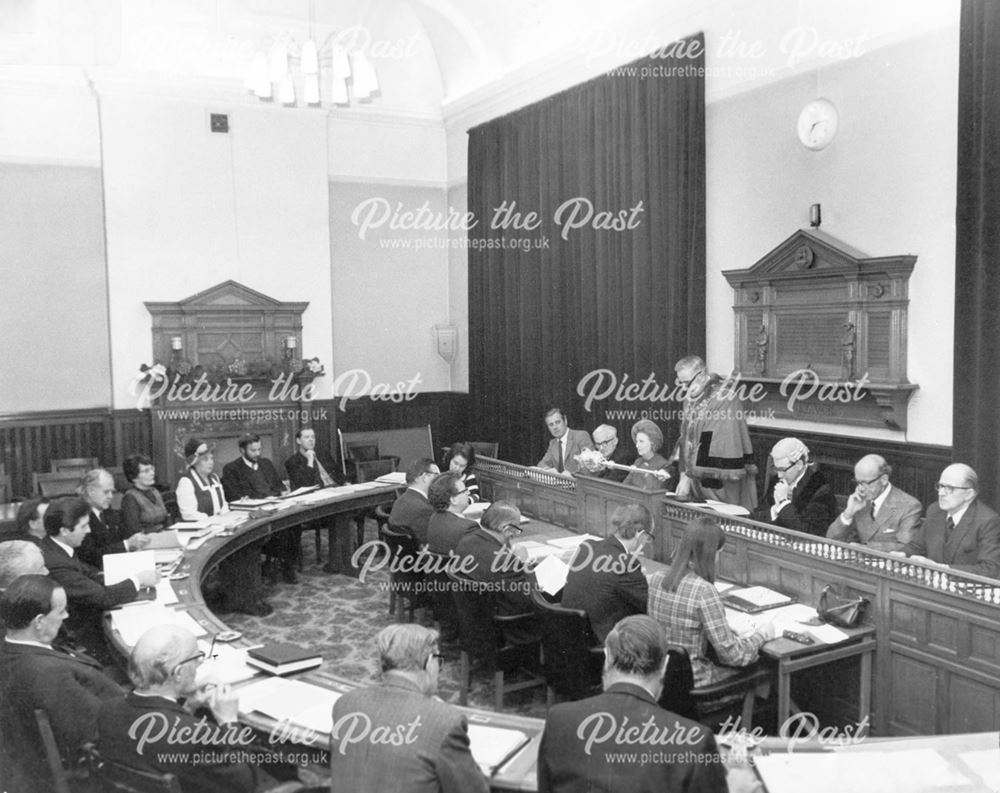 Buxton Borough Council's Final Meeting, Town Hall, Buxton, 1974