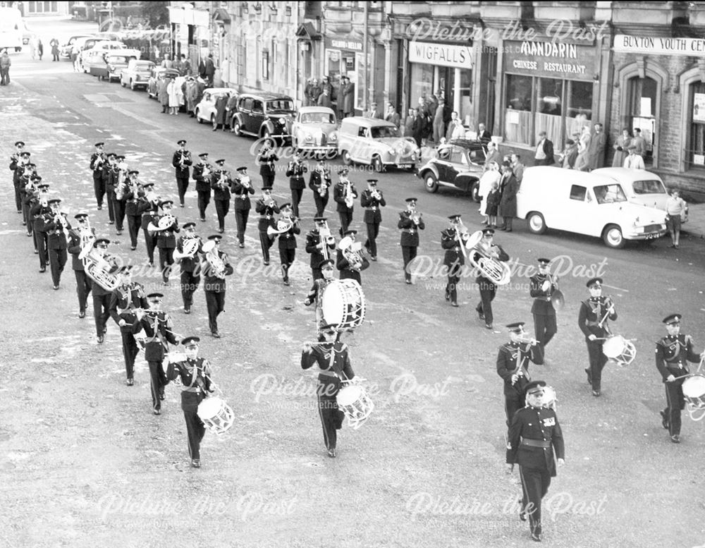 Sherwood Foresters Band on parade in Buxton Market Place