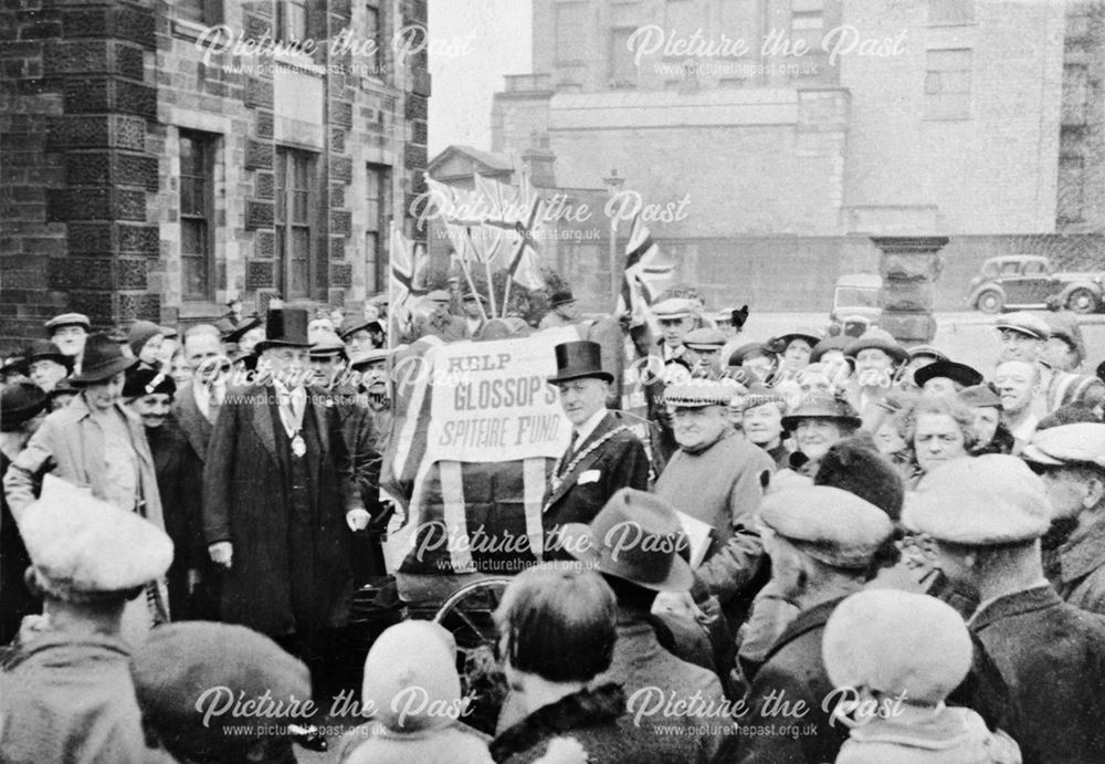 Collecting for the Spitfire Fund, Market Ground, Glossop, 1940