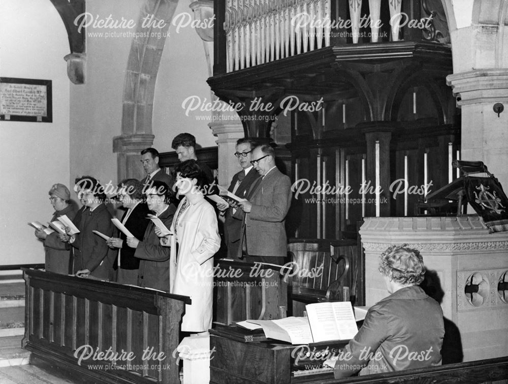 Choir rehearsing in King Charles the Martyr Church, Peak Forest