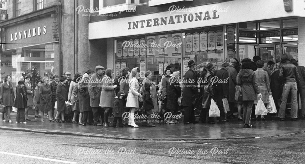 A bread queue outside International Stores