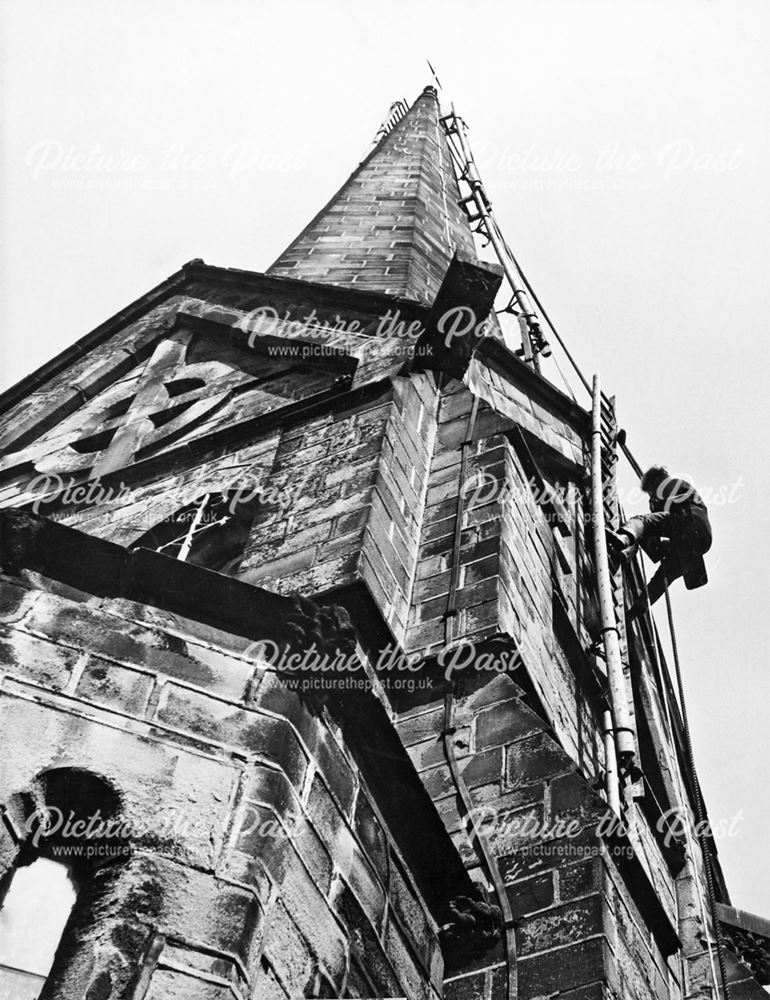 Repairs to the Spire of the Congregational Church.