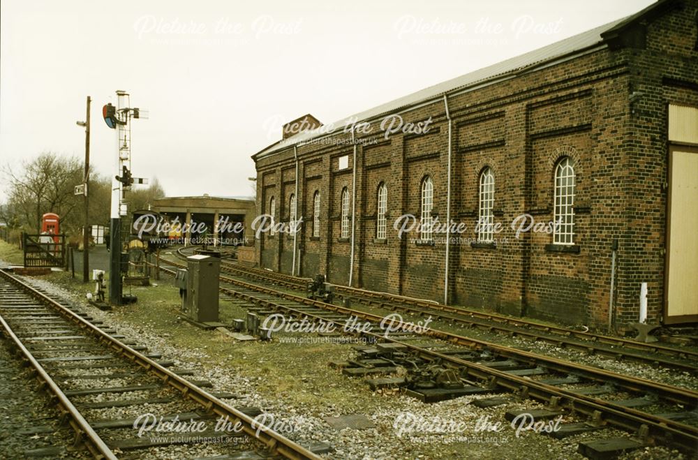 Track and Engine Shed at Dinting Railway Centre, Dinting, 1990