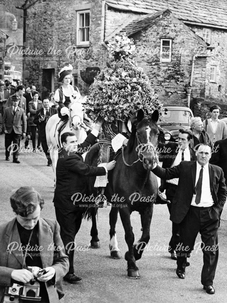 Garland Day, village of Castleton, Derbyshire, 1967