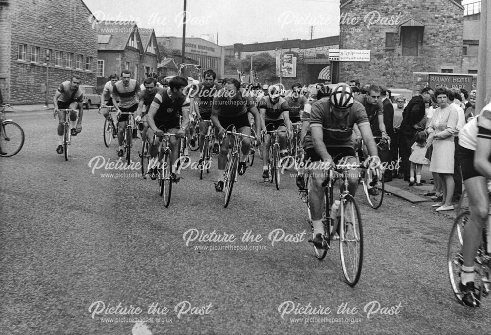 Start of the Tour of the Peak Cycle Race, Bridge Street, Buxton, 1969