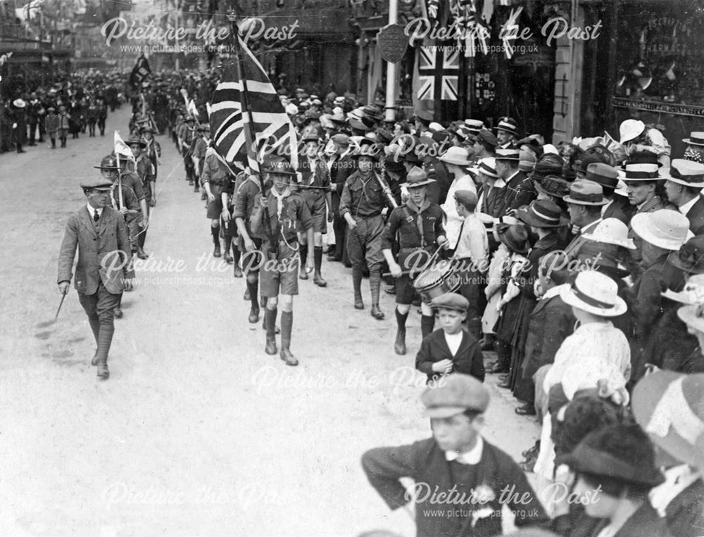 Victory Parade, Peace Day Celebrations, Spring Gardens, Buxton, 1919