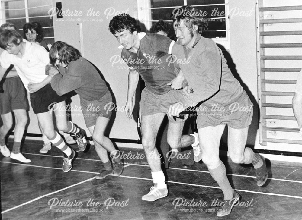 Roy McFarland (?) at an event at Etwall hospital 1974