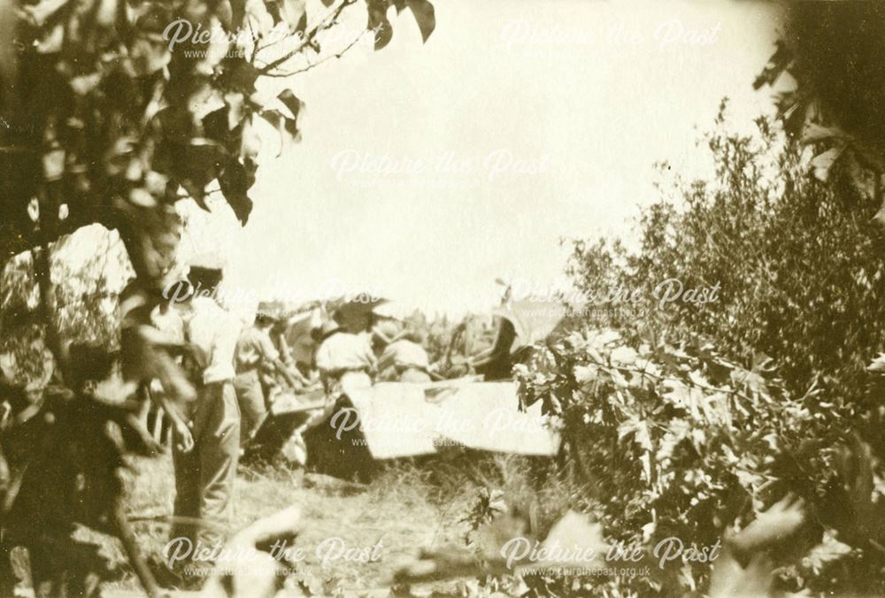 Rescuers Try to get the Pilot out After the Crash, Air Crash, Egypt, 1917