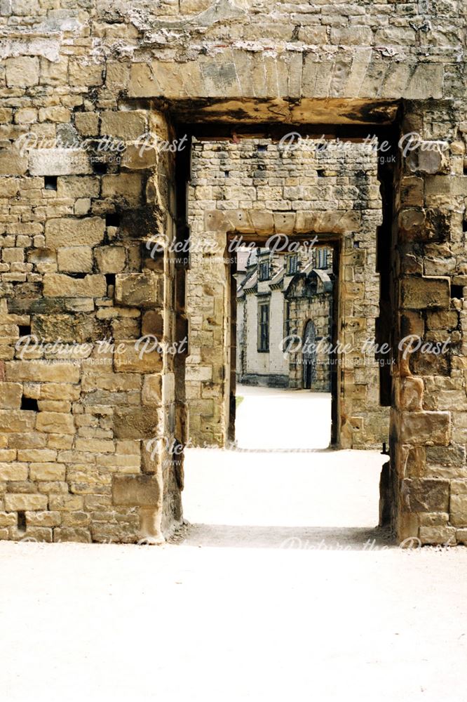 Bolsover Castle - View through the doors within the Great Court, towards the Riding House