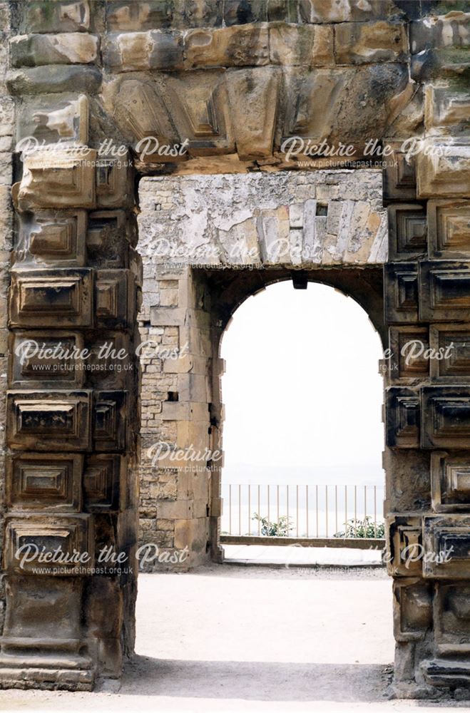 Bolsover Castle - View through the doors within the Great Court, towards the terraces