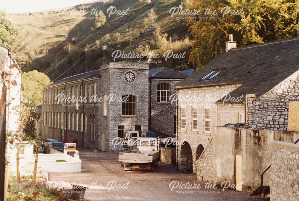 Mill buildings during restoration at Litton Mill