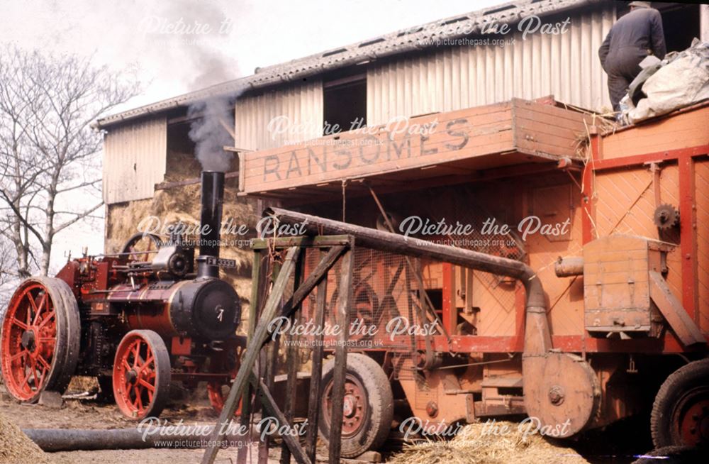 Mr Burr's Traction Engine and a threshing machine on a Killamarsh farm