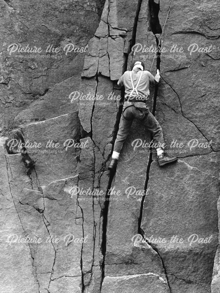 G P Middleton climbing 'Chiming Cracks'